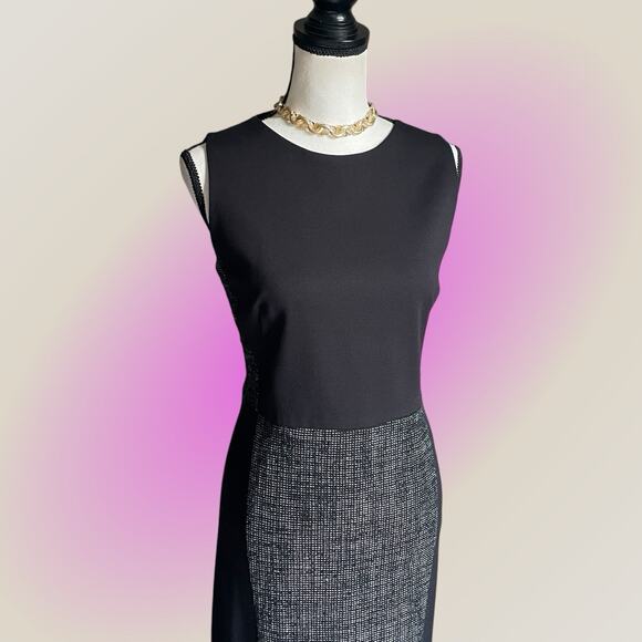 Akris Punto Women's Black Wool Blend & Tweed Sleeveless Midi Shift Dress Sz 8 M - Picture 13 of 15